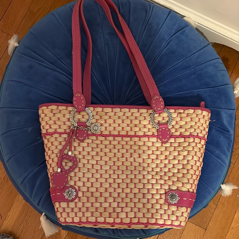 BRIGHTON STRAW BAG WITH PINK TRIM (BLOSSOM)
